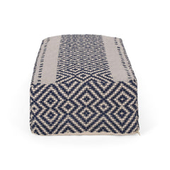 Poem Rectangular Pouf, Natural, Blue and White