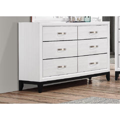 1pc Contemporary 6-Drawer Dresser White Finish Wooden Bedroom Furniture