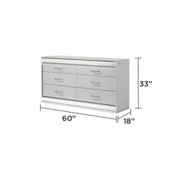 Glam Modern Style 6- Drawer Dresser Made with Wood in White (INCLUDES DRESSER ONLY)