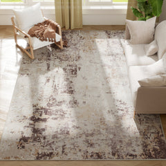 Machine Washable Area Rug 8x10, Non-Slip Modern Abstract Floor Carpet for Living Room, Bedroom, Dining Room, Mixed-Brown