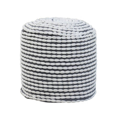 Ode Water Resistant Handcrafted Cylindrical Pouf, White