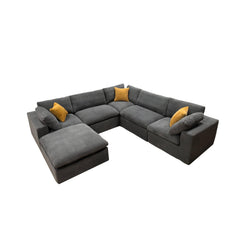 Coffee Bean Like Upholstery Full Compressed Modular Sectional with Toss Pillows