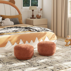 Tale 15" Mushroom Footstool Ottoman, Spice Orange Fleeced Teddy