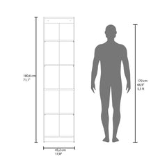 Home Double Glass Door Bookcase Cabinet with 5 Interior Shelves for Linen or Décor Storage for Living Rooms, Bedrooms or Laundry Rooms