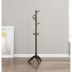Dark Brown Finish Coat Rack Solid Wood, 11 Hooks Coat Hanger Stand Entryway Home Furniture 1pc
