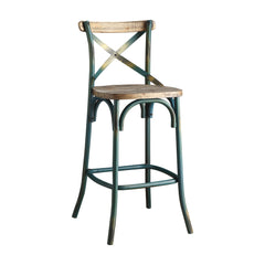 Nebula Antique Turquoise & Antique Oak Finish Bar Chair