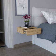 Galaxy Floating Nightstand , End Table, Side Table Wall-Mounted with Drawer -Macadamia -Bedroom
