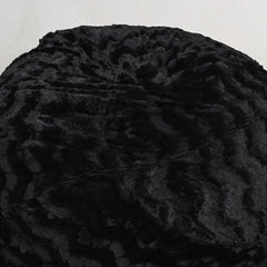Faux Fur Bean Bag Chair, Black-5ft Cozy and Stretchable Fabric Lounger for Children and Adults with Easy-Clean Cover, Comfortable Faux Fur Seating for Bedrooms, Filled with Shredded and Memory Foam.
