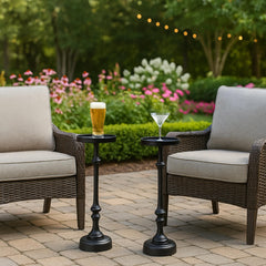 Sanctuary Steel Martini Side Tables, Indoor/Outdoor, Black, Set of 2