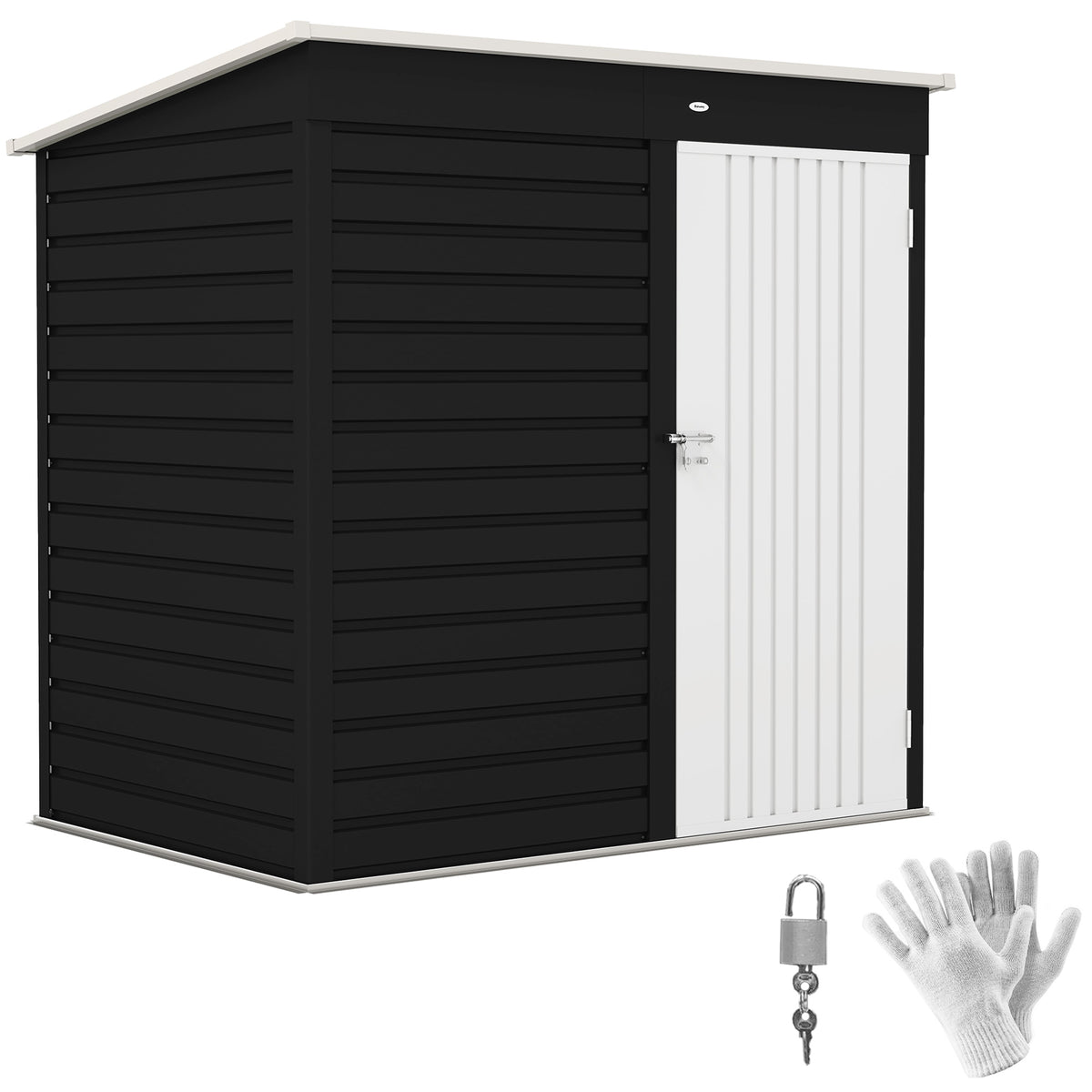 6' x 4' Outdoor Garden Shed, Metal Storage Shed with Lockable Door and Gloves for Backyard Garden Patio, Dark Gray