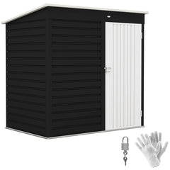 6' x 4' Outdoor Garden Shed, Metal Storage Shed with Lockable Door and Gloves for Backyard Garden Patio, Dark Gray