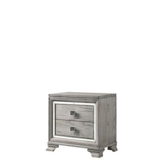 1pc Contemporary Light Grey Finish Two Drawers Bevel Mirror Accents Wooden Solid Wood Bedroom Furniture