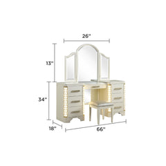 ODYSSEUS Vanity Set with side LED lightning made with Wood in Beige