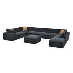 Coffee Bean Like Upholstery Full Compressed Modular Sectional with Toss Pillows