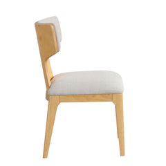 Contemporary Style 2pc Dining Chair Curved Wood Backrest Natural Finish Dining Furniture