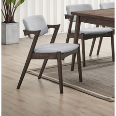 Mid-Century Modern Dining Chairs 2pcs Set Solid wood Fabric Upholstered Cushion Chair Walnut Rubberwood Unique Design