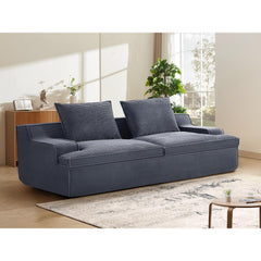 Saga Oversized Full Foam 4 Seater Couch for Living Room Upholstered in Soft Corduroy Fabric, Wide Armrests, Ergonomic Compressed Sofa in a Box, No Assembly, 90 Inch Wide, Grey