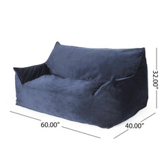 Aeneas Velveteen 2-Seater Oversized Bean Bag Chair with Armrests, Dark blue
