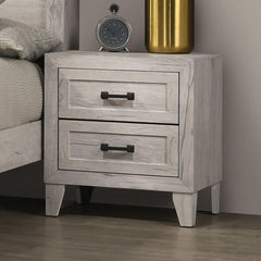 Jupiter Table White Wash Finish Striking Elegant 1pc Nightstand Contemporary Style Black Bar Pull 2-Drawers