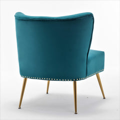 Archive Cloth Accent Chair, Armless Slipper Chair with Metal Legs, Modern Upholstered Side Chair for Living Room Bedroom Small Spaces