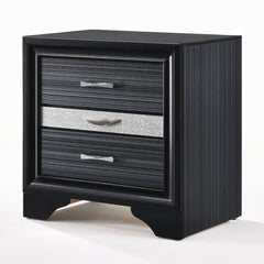 Contemporary Black Finish Storage Drawers Nightstand Wooden Bedroom Furniture 1pc