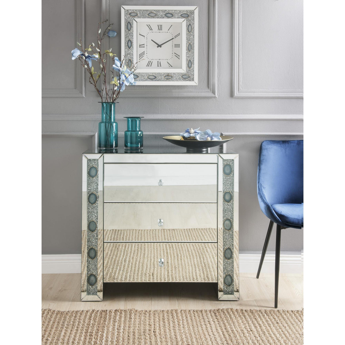 Story Mirrored & Faux Agate Console Cabinet (Assembled)