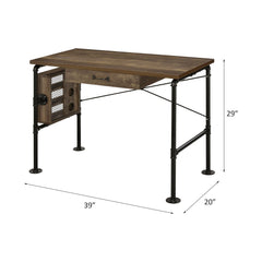 Hermes Weathered Oak & Black Finish Writing Desk