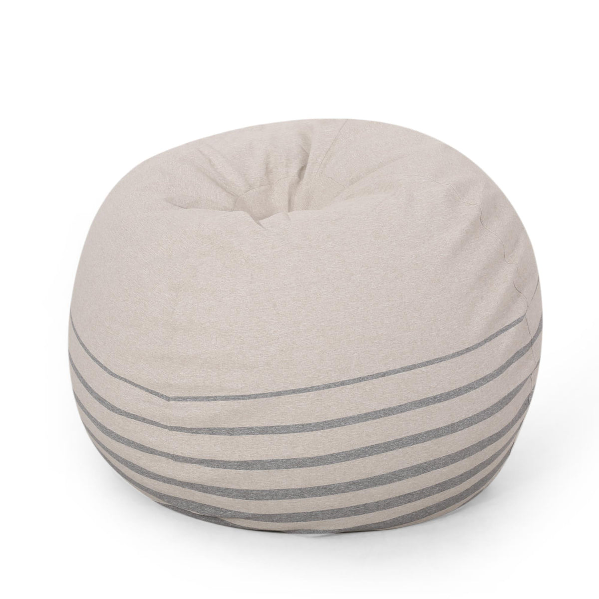 Hector 5 Foot Rounded Bean Bag, Striped Natural Grey