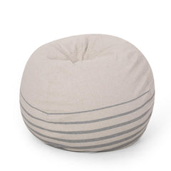 Hector 5 Foot Rounded Bean Bag, Striped Natural Grey
