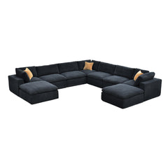 Coffee Bean Like Upholstery Full Compressed Modular Sectional with Toss Pillows