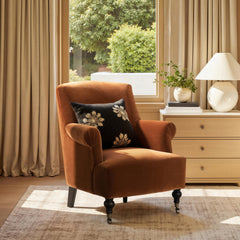 Eden 30" Pleated Sock Arm Accent Armchair, Burnt Orange Performance Velvet