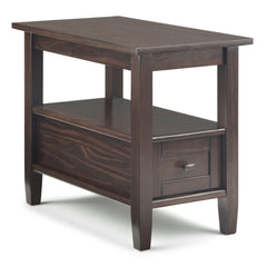 Warm Shaker Solid Wood 14 inch Wide Transitional Narrow Side Table in Tobacco Brown