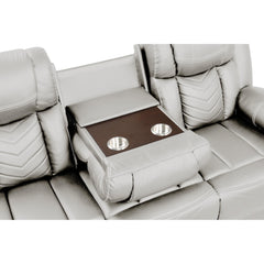Cassandra Modern Contemporary LED Power Recliner Sofa including cup holders made with wood and metal frame in Beige