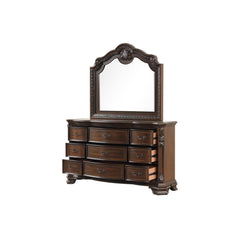 Traditional Style 9-Drawer Dresser With metal drawer pulls Made with Wood in Dark Walnut