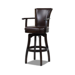 Apollo 31" Swivel Bar Stool with Armrests, Vintage Brown Faux Leather