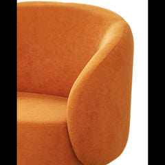 Mid-Century Modern Velvet Accent Chair, Upholstered Barrel Armchair with Metal Legs, Comfy Single Sofa Chair for Living Room Bedroom
