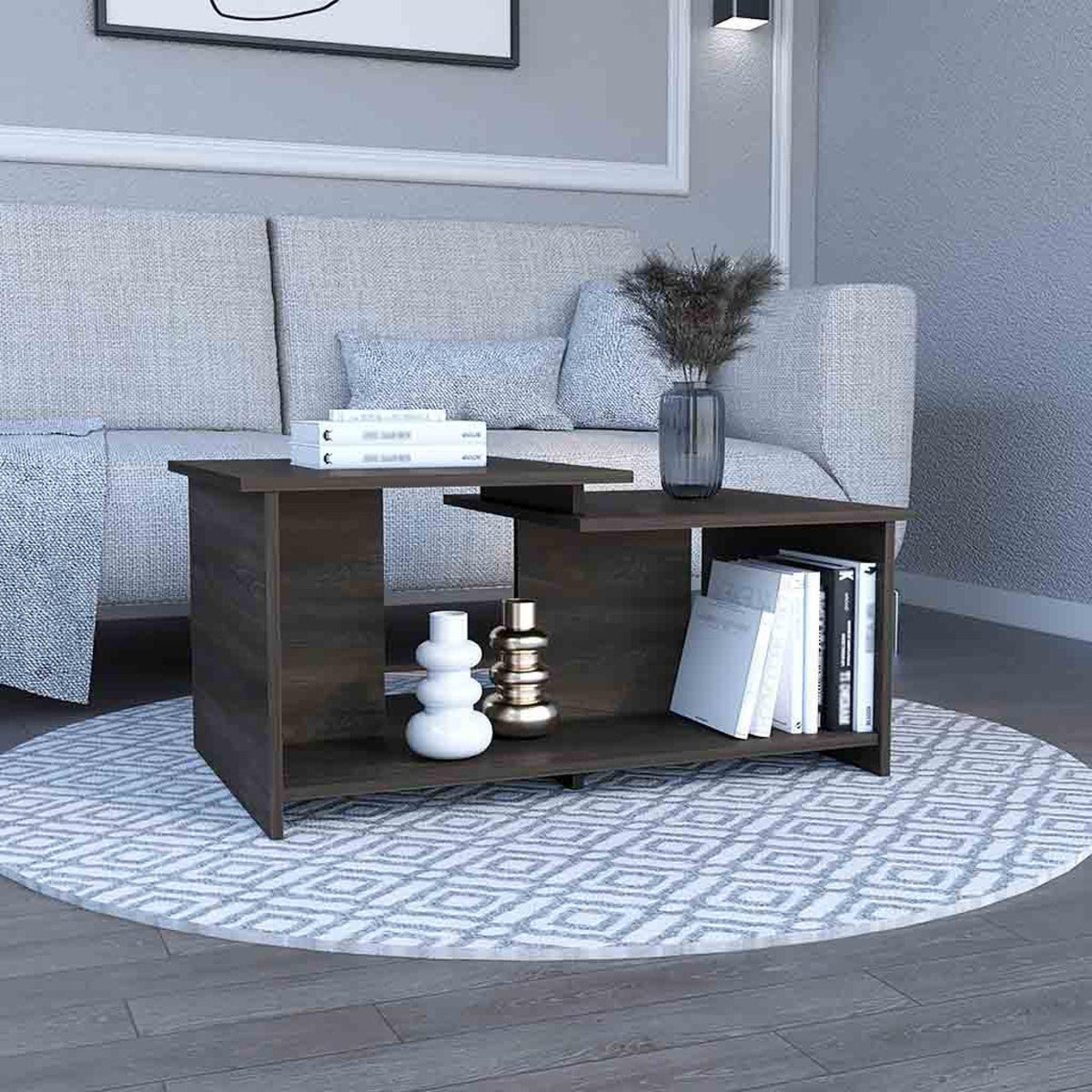 Story 3 Coffee Table, Lower Open Shelf -Espresso