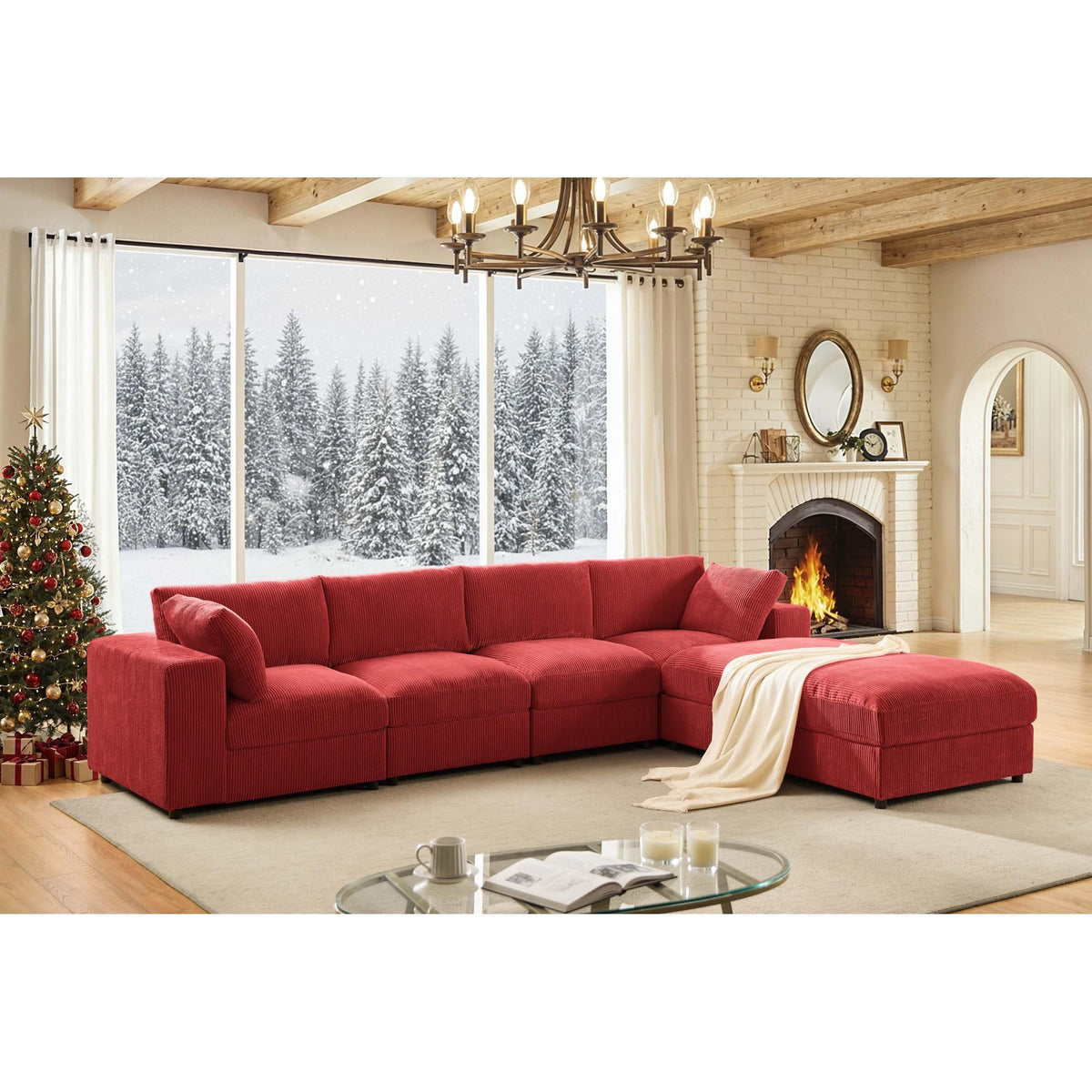 Corduroy Reversible Modular Sectional