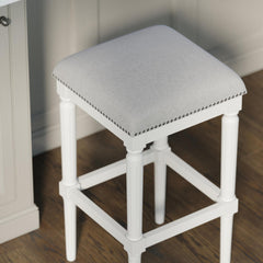 31"H Square Bar Stool, White, 1PC