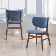 Priam Blue Fabric & Walnut Finish Side Chair (Set of 2)