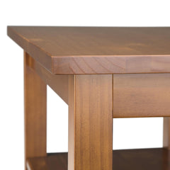 Warm Shaker Solid Wood 14 inch Wide Transitional Narrow Side Table in Light Golden Brown
