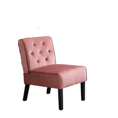 Venus 53" 2Piece Living Room Armless Button Tufted Pattern Accent Chair with Velvet Fabric and Premium High Density Foam Cushion, Rose