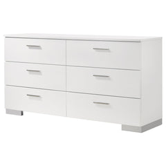 Poem White High Gloss 6-drawer Dresser