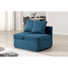 Convertible Chair 1pc Living Room Furniture Blue Fabric Adjustable Headrest Pillows Functional Chair