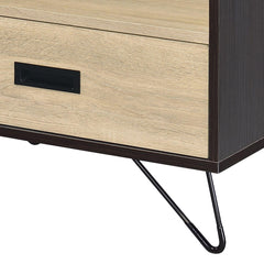 Archive Oak & Black Finish Accent Table with Display & Utility Function