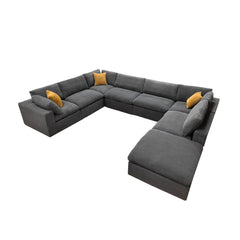 Coffee Bean Like Upholstery Full Compressed Modular Sectional with Toss Pillows