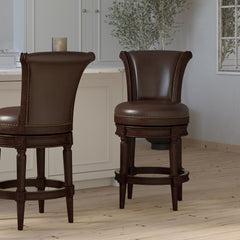 Sanctuary Wood Counter-Height Swivel Barstool with High-Back, 1PC