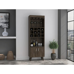 Dark Walnut 1-Drawer 2-Shelf Bar Cabinet
