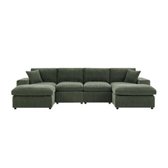 Corduroy Upholstered Symmetrical Modular Sectional