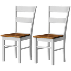 Farmhouse Dining Table Chairs, Set of 2 Rubber Wood Kitchen Table Chairs with Open Back for Living Room, Light Gray